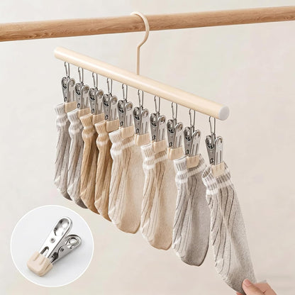 Soboto Stainless Steel Clothes Clips 2 Pack 10 Clip Closet Organizers and Storage Closet Organizer Rustproof Heavy Duty for Home Indoor Outdoor Laundry Organization