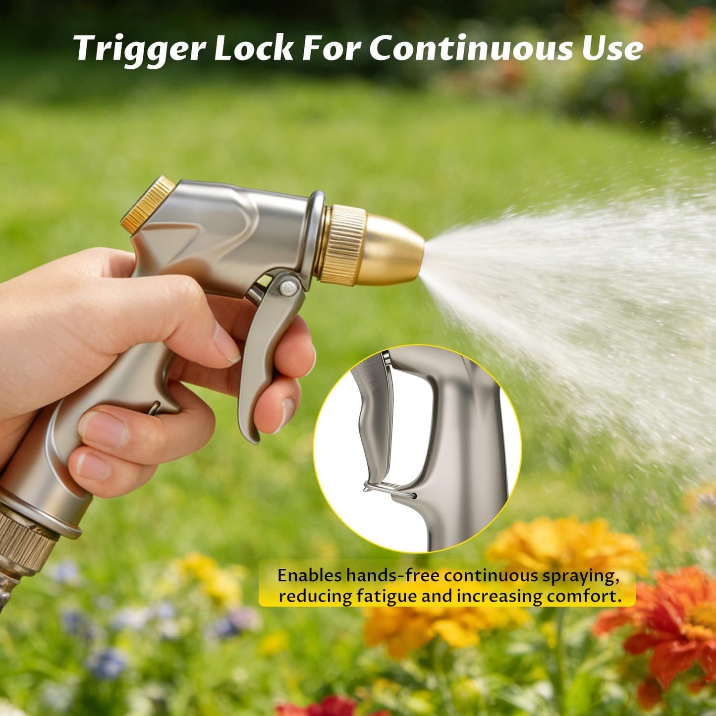 Lichamp Heavy Duty Garden Hose Nozzle Sprayer, Solid Metal High Pressure Water Nozzle with Adjustable Spray Patterns for Watering Plants, Lawns, Car Washing, Patio Cleaning, and Pet Care