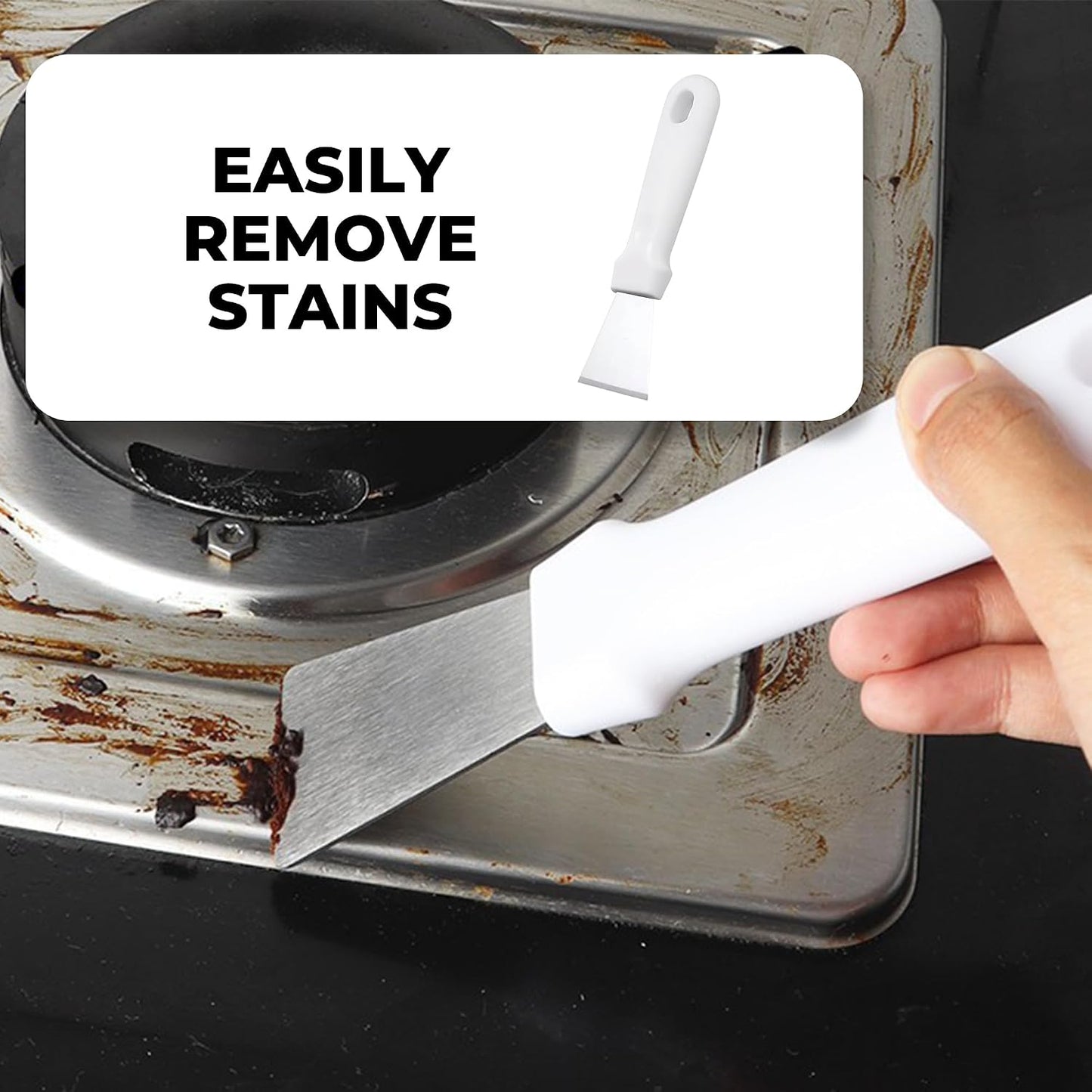 Glass Stove Curved Edge Scraper Flexible Black Straight Tool for Grease and Residue Removal