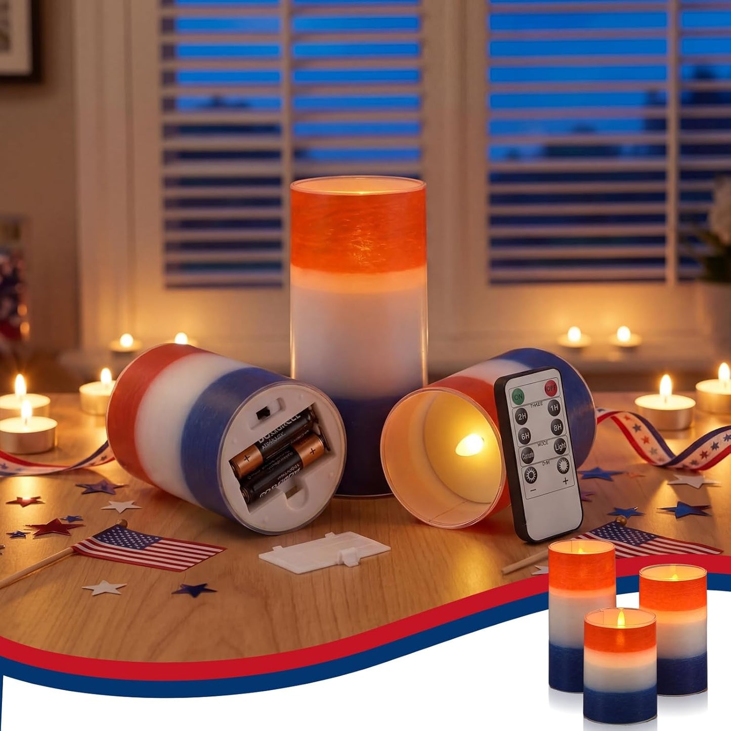 Tujoe 3 Pcs Summer Ocean Flameless Candles Teal Beach LED Battery Pillar Candles Set Battery Operated Coastal Nautical Decorations Flickering Gifts with Remote Decorations for Holiday