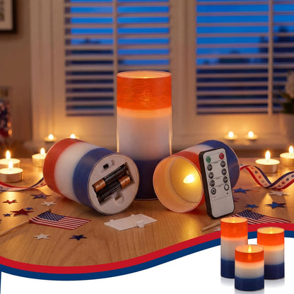 Tujoe 3 Pcs Summer Ocean Flameless Candles Teal Beach LED Battery Pillar Candles Set Battery Operated Coastal Nautical Decorations Flickering Gifts with Remote Decorations for Holiday