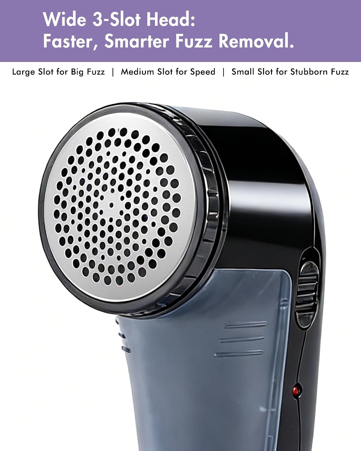 Ruidla Fabric Shaver Lint Shaver Defuzzer, Electric Lint Remover, Rechargeable Sweater Shaver with Replaceable Stainless Steel 3-Leaf Blades, Dual Protection, Removable Bin, (Micro-b Charging)