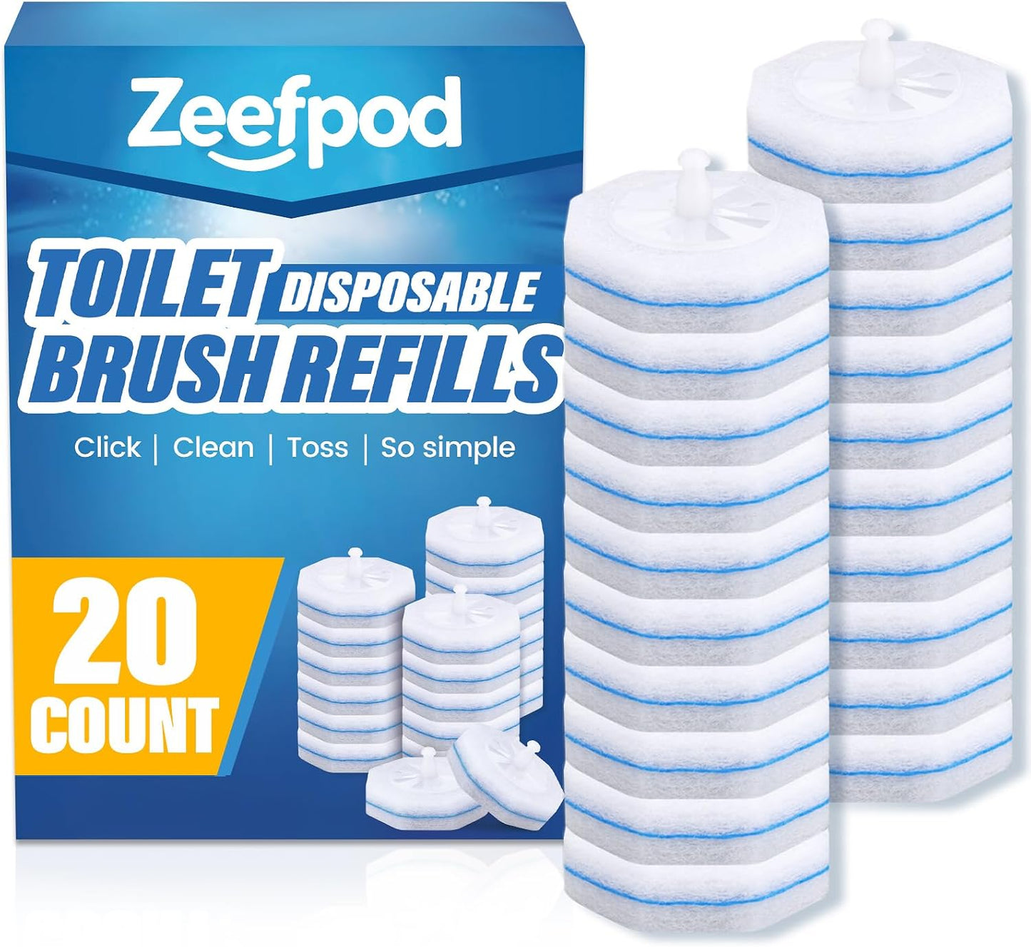 100 Count Disposable Toilet Brush,Toilet Cleaner Wand Refills Compatible with Most Toilet Brushes- No Falling Apart, Fresh Fragrance，4X Cleaning Power，Bathroom Cleaning.