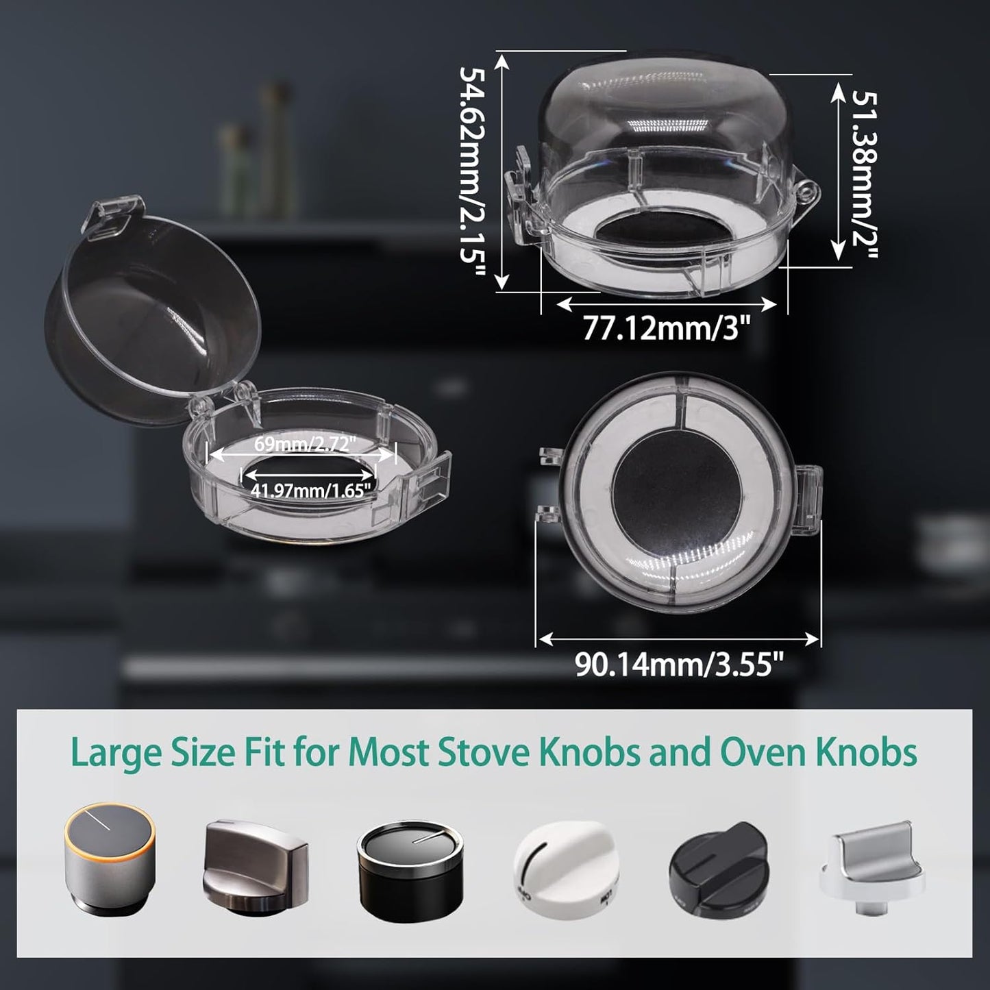 6pcs Gas Stove Knob Locks, Oven Knob Covers for Child Safety, Adhesive Gas Stove Knob Covers, Gas Stove Child Safety Knob Locks Childproof Baby Proofing Oven Safety Lock No Tools Need (Transparent)