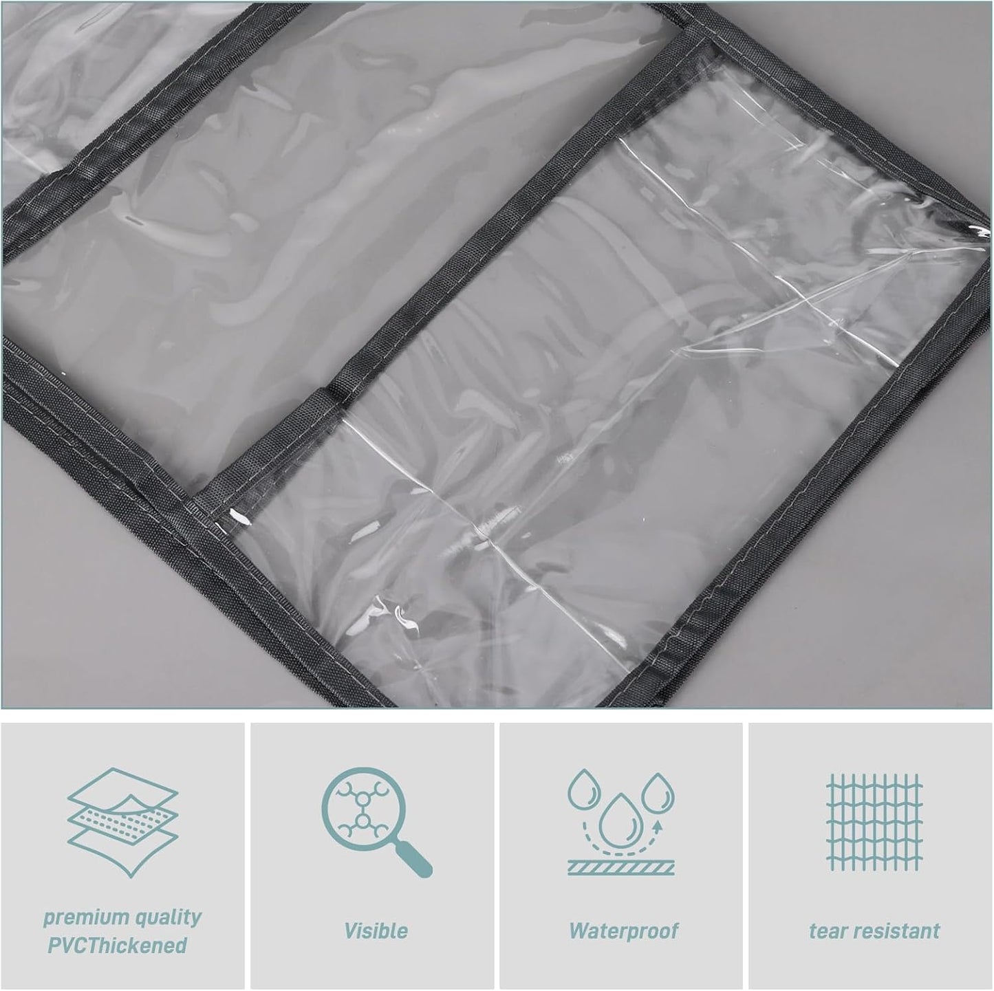 Fixwal 6-Shelf Over The Door Hanging Pantry Organizer Hanging Storage with Clear Plastic Pockets Behind The Door Storage Organizer with 3 Small PVC Pockets for Closet Bedroom Bathroom (Grey)