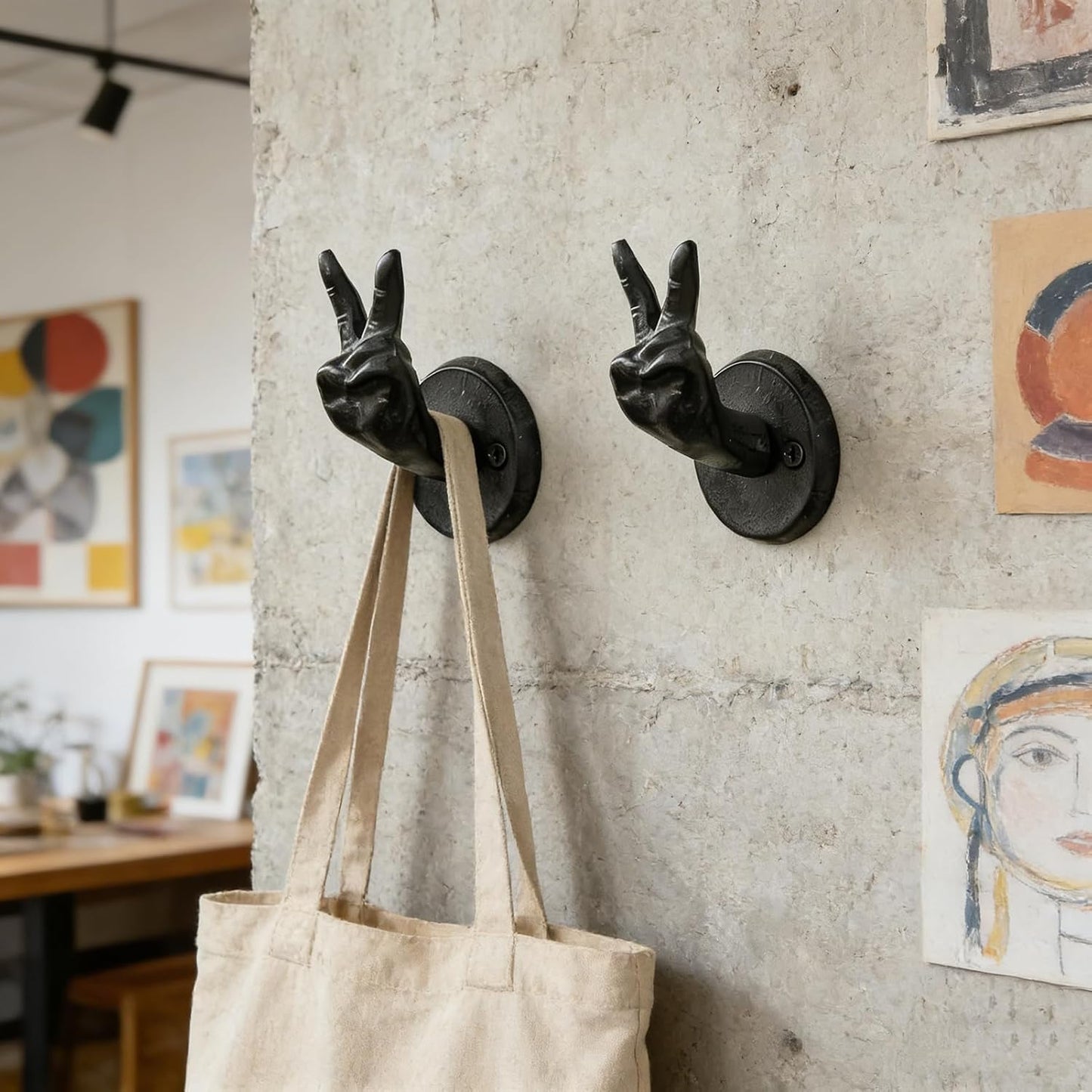 Coat Hooks Wall Mounted, Rustic Bat Key Hook Holder, Heavy Duty Decorative Black Wall Hooks for Mudroom, Towels, Hat Rack, Purse Hooks, Cast Iron Decorative ‎Antique Black Hooks