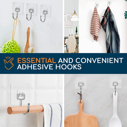 GLUIT Adhesive Wall Hooks for Hanging Heavy Duty 22 lbs Hooks for Walls No Drill, Towel Sticky Clear Hook, Waterproof, Home, Bathroom, Kitchen, Office, and Outdoor 12 Pack