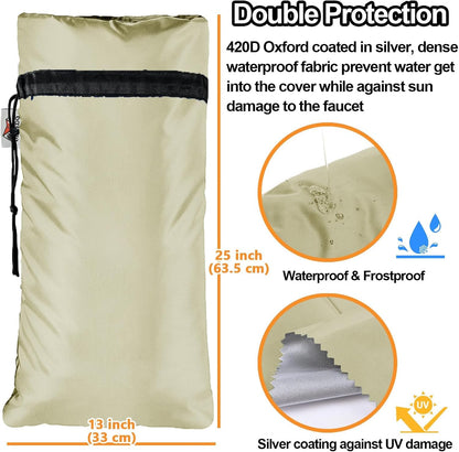 XXL Outdoor Faucet Covers for Winter, 3M Thinsulate Insulation Faucet Freeze Protector, 25”H x 13”W for Garden Lawn Faucets & Yard Hydrant, Waterproof Insulated Spigot Cover Faucet Sock – Black
