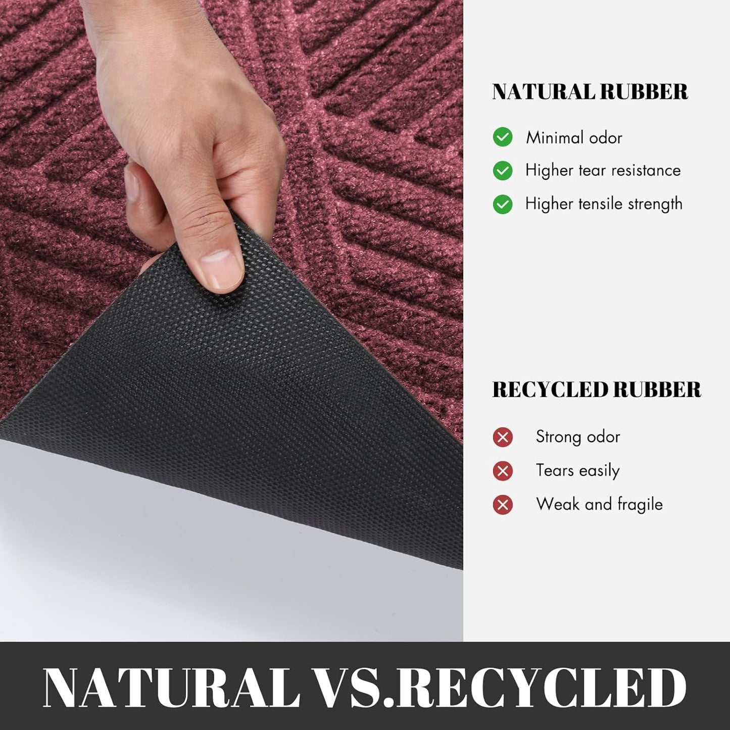 Yimobra Front Door Mat, All-Season Waterproof Outdoor Mat for Entrance with Drainage Holes, Heavy Duty Non-Slip Doormat for Garage Patio Entryway Indoor, 29.5x17, Red