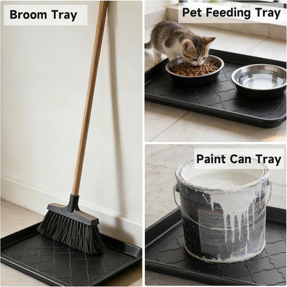 4 PCS Boot Trays for Entryway, 16x12 Inch Waterproof Shoe Tray with Raised Edge, Wet Shoe Matt Tray for Entryway,Plastic Boot Mat Indoor Shoe Mat, Pet Food Tray for Boots, Garden, Pets - Black