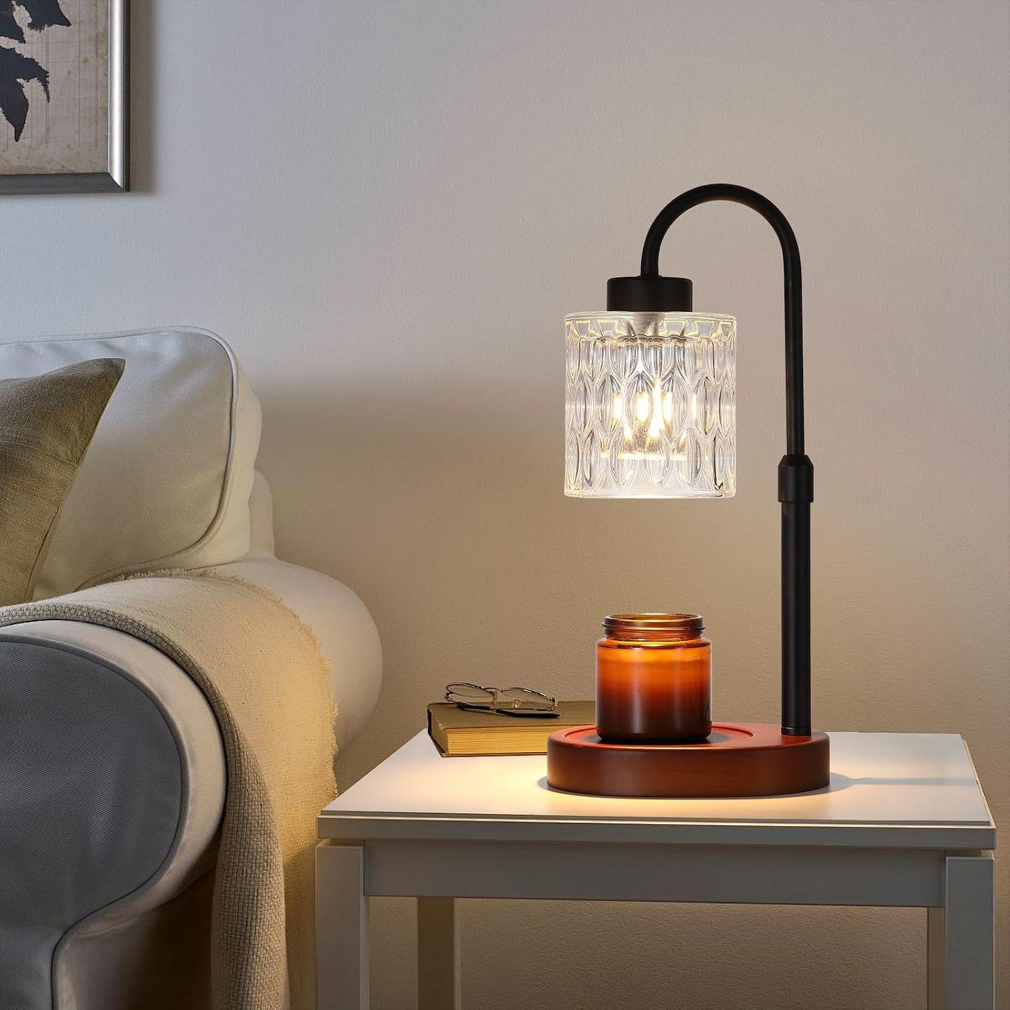 MEIXISUE Candle Warmer Lamp with Timer and Dimmer,Electric Gold Light Gifts for Women Melt Wax Warmer Lamp with 2 Bulbs for Candle Jars House Warming New Home Decor Bedroom