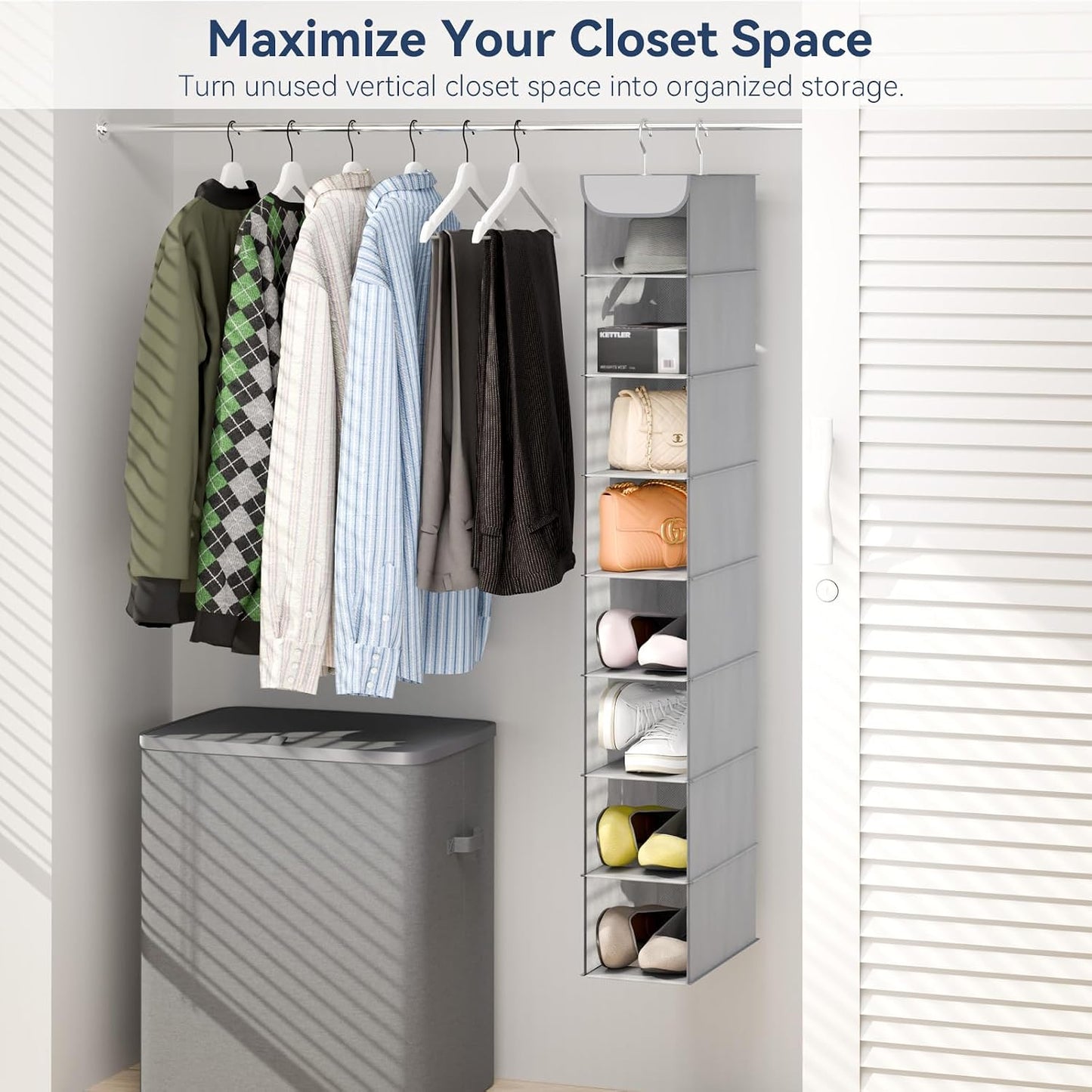 Whitmor Hanging Shoe Shelves - Crosshatch Gray