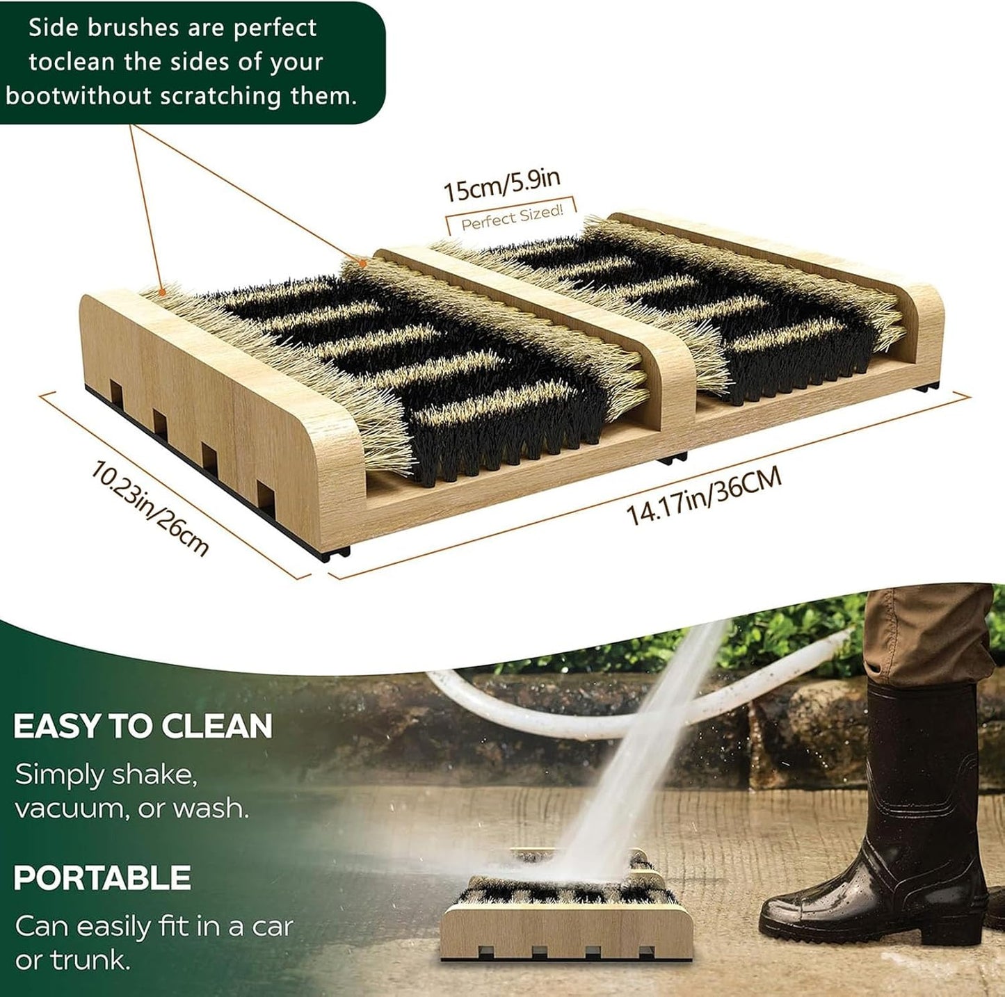 Boot Scraper Brush for Outdoor Steps – Gray Mat with Bristles for Effective Cleaning of Mud, Dirt, Grass, and Snow – Ideal for Entryways and Doorsteps