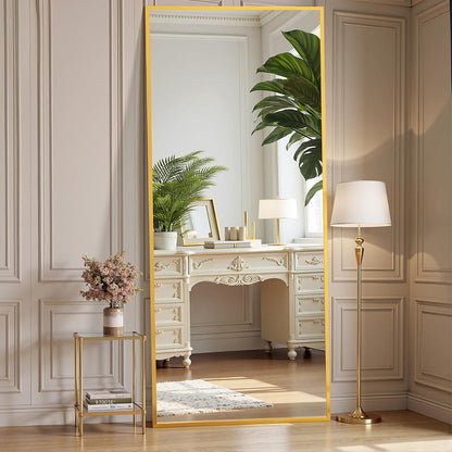 OLIXIS 64"x 21.5" Arched Mirror Full Length, Full Body Mirror with Stand, Hanging or Leaning for Wall, Floor Standing with Shatter-Proof Glass for Bedroom, Living Room, Long, Black