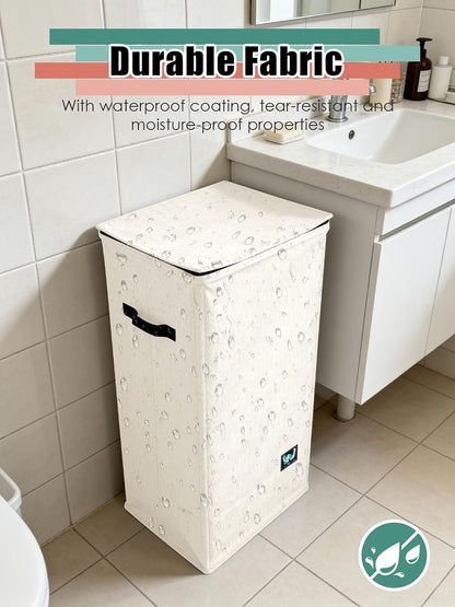 WTREE Laundry Hamper with Lid, Reinforced Sturdy Clothes Hamper with Anti-Puncture Base, Large Collapsible Laundry Basket with Removable Liner Bag, Tall Dirty Clothes Bin for Family, 100L Grey