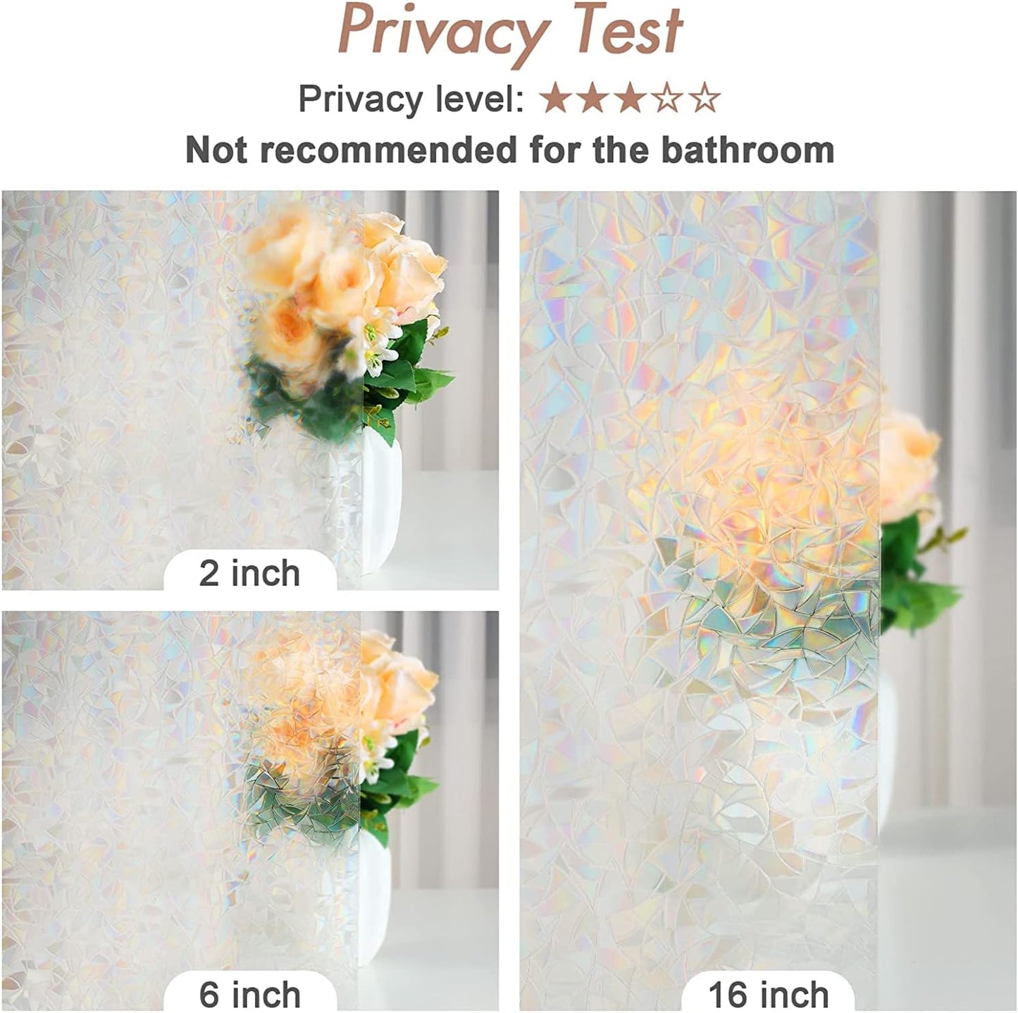 Haton Window Privacy Film, Stained Glass Rainbow Film Decorative Window Clings, Static Cling Sun Blocking Stickers Decals Coverings Tint for Home Heat Control, Non-Adhesive 17.5" x 78.7"
