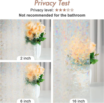 Haton Window Privacy Film, Stained Glass Rainbow Film Decorative Window Clings, Static Cling Sun Blocking Stickers Decals Coverings Tint for Home Heat Control, Non-Adhesive 17.5" x 78.7"