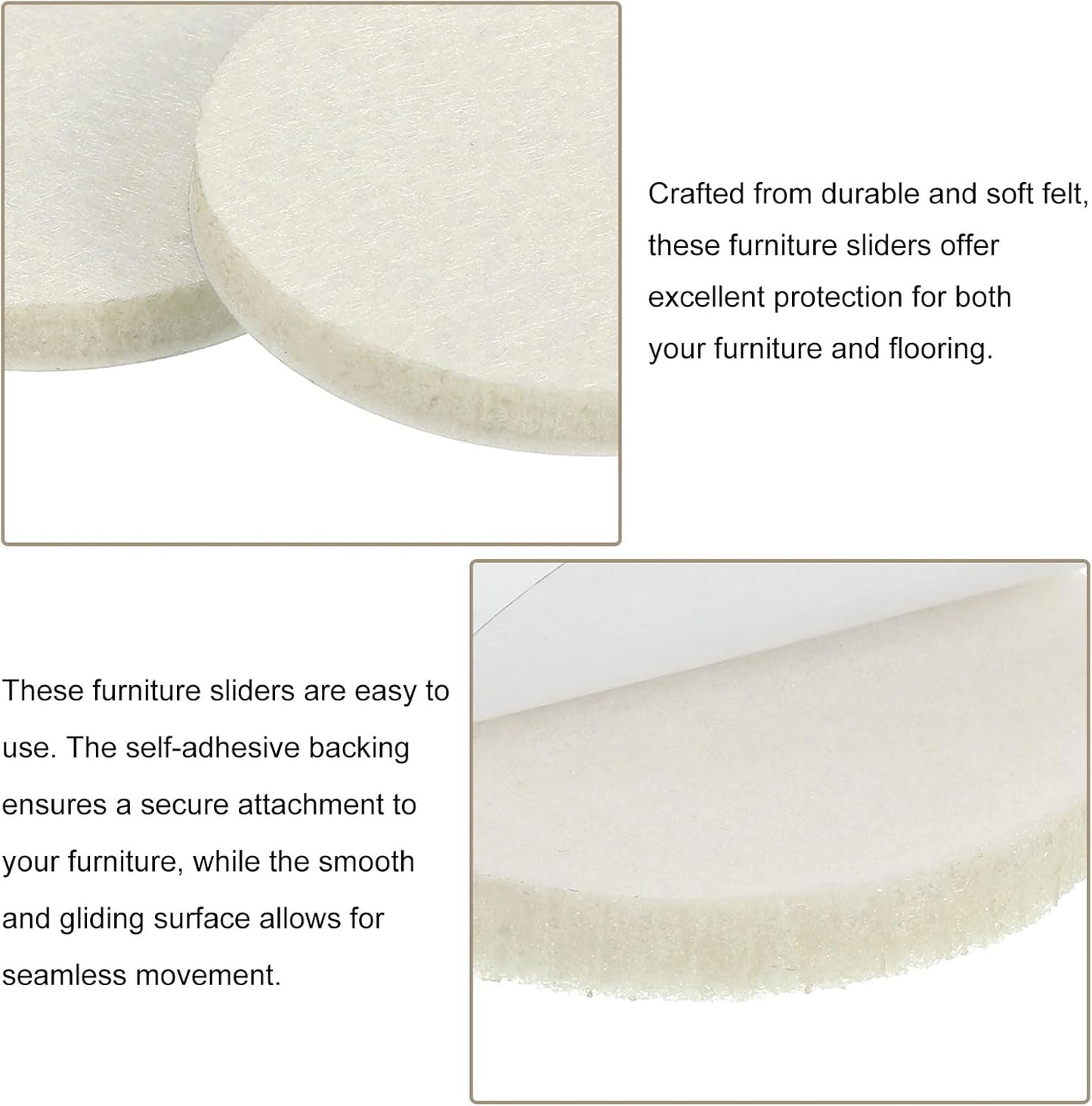 uxcell Furniture Pads, 50Pcs 1.25" - Round Self Adhesive Felt Furniture Pads, Floor Protectors for Furniture Feet Chairs Legs Hardwood Floors (Beige)