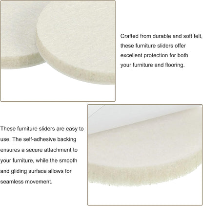uxcell Furniture Pads, 50Pcs 1.25" - Round Self Adhesive Felt Furniture Pads, Floor Protectors for Furniture Feet Chairs Legs Hardwood Floors (Beige)