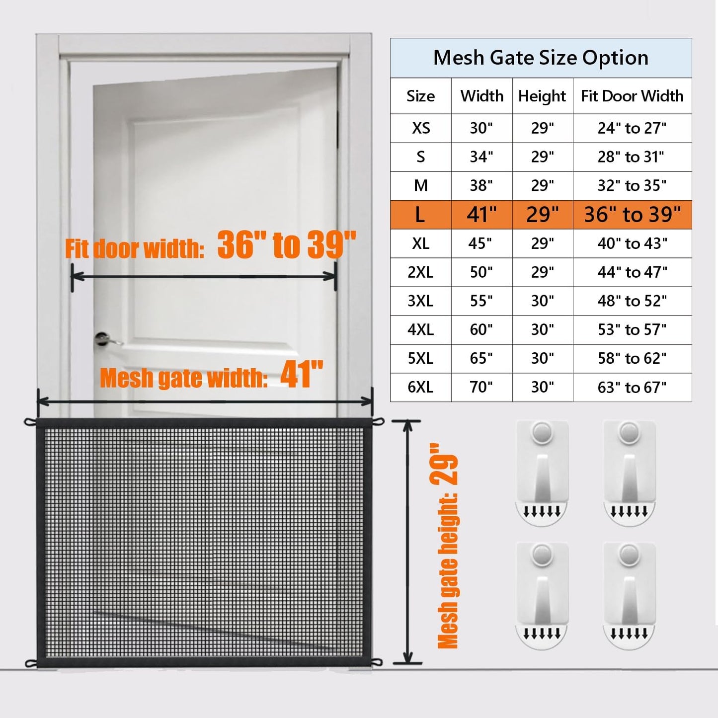 Cupount Dog Screen Mesh Gate for Stairs Pet Gates for The House: for Doorways Stairways Indoor 29 inches Tall, 38 inch Wide, Fits 32-35 inch Openings