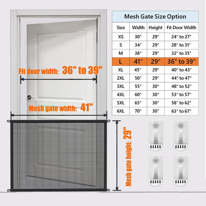 Cupount Dog Screen Mesh Gate for Stairs Pet Gates for The House: for Doorways Stairways Indoor 29 inches Tall, 38 inch Wide, Fits 32-35 inch Openings