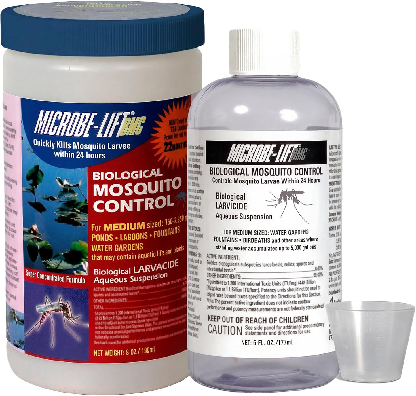 MICROBE-LIFT BMC Biological Mosquito Control, Liquid Treatment for Medium-Sized Decorative Water Gardens Up to 2,000 Gallons, Fountains and Ponds, 2 Fluid Ounces