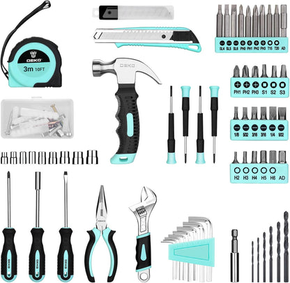 DEKOPRO Tool Set：Tool Kit with 8V Cordless Drill,Tool Box with Drill,Hand Drill Set for Men & Women,Home Tool Kits for House Repair,Handyman,DIY 126 Piece