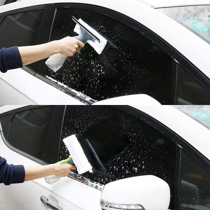 3 in 1 Window Cleaner Squeegee,Microfiber Window Washer,Glass Cleaning Tool Wiper with Spray Bottle for Home Window, Car Window