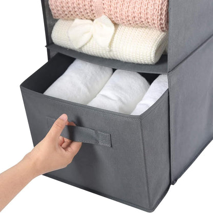 MAX Houser 6 Tier Shelf Hanging Closet Organizer, Closet Hanging Shelf with 2 Sturdy Hooks for Storage, Foldable (Grey)