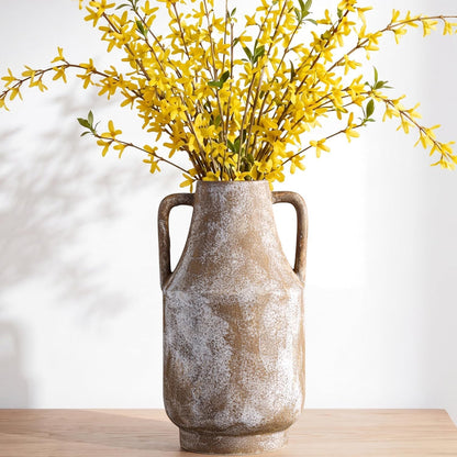 CUCUMI Ceramic Vase Set of 5, Home Decor Farmhouse Décor Handmade Pottery Vases for Pampas Grass, Dried Fresh Flowers, Table, Living Room, Kitchen, Shelf, Entryway Mantel Neutral Tones