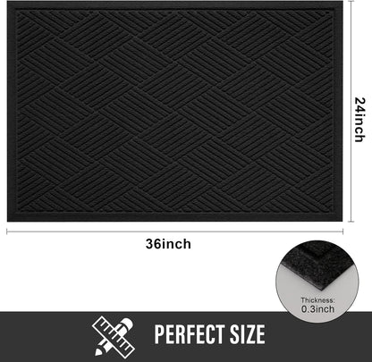 HIYARD Sturdy Front Door Mat, Absorbent Muddy Dirt Resist Welcome Door Mats Outdoor Indoor, Stain and Fade Resistant, Non-Slip Rubber Backing Low Profile Doormat for Entryway, 30×17, Beige