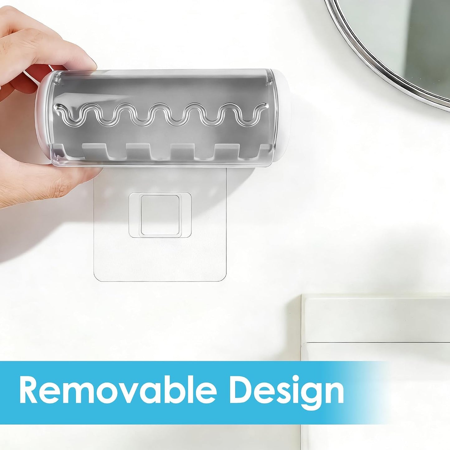1 PCS Self Adhesive Toothbrush Holder with Cover for Bathroom, 5-Slot Wall Mounted Toothbrush Organizer Rack for Shower, Dorm, Cabinet