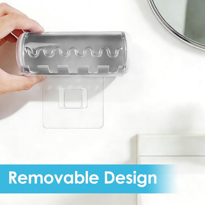 1 PCS Self Adhesive Toothbrush Holder with Cover for Bathroom, 5-Slot Wall Mounted Toothbrush Organizer Rack for Shower, Dorm, Cabinet