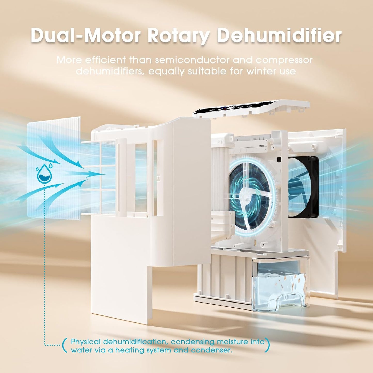 Dehumidifiers for Home, 2000 Sq.Ft Small Dehumidifier with 3.3ft Drain Hose, 2.5L Tank, Timer Sleep Mode, Portable Dehumidifier for Basement, Bedroom, Bathroom (Milk White)