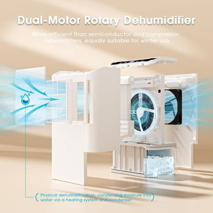 Dehumidifiers for Home, 2000 Sq.Ft Small Dehumidifier with 3.3ft Drain Hose, 2.5L Tank, Timer Sleep Mode, Portable Dehumidifier for Basement, Bedroom, Bathroom (Milk White)
