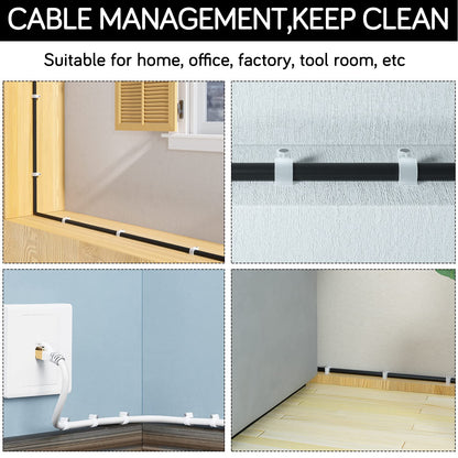 CableGeeker 50Pcs Adhesive Cable Clips, Cord Management Clips Wire Holders for Cords Cable Holder Clip Cable Management Clips for Under Desk/Car/Wall/TV/PC/Ethernet Cable (Black)