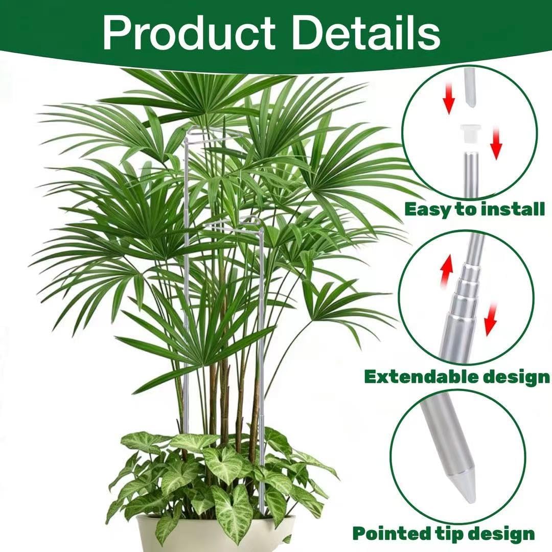 6 Pack Extendable Metal Plant Stakes, Length Scalable from 7IN to 24.5IN Plant Support Stake，with Plant tie Tape Extendable Plant Stakes for Indoor Plants Flowers, Tomatoes
