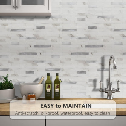 STICKGOO Peel and Stick Backsplash Tile, Stick on Backsplash for Kitchen and Bathroom, Volakas White Look PVC Mixed Metal Silver Self Adhesive Wall Tiles(Sample)
