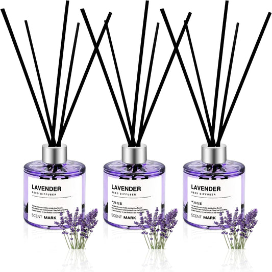 Reed Diffuser Set of 3 Pack,50ML Lavender Jasmine Gardenia Scented Oil Diffuser with 5 Sticks,Home Fragrance Reed Diffuser for Bedroom Bathroom Office (Lavender/Jasmine/Gardenia)