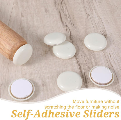 24 PCS Self-Stick Furniture Sliders, Reusable Round Glides Glider, 1-1/4" Furniture Sliders for Carpet & Hardwood Floors, Adhesive Carpets Slider for Moving Furnitures Protecting Carpet
