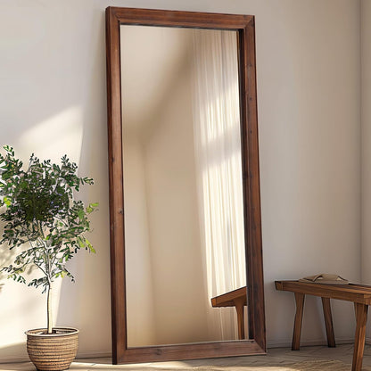MELOMOIR Rustic Farmhouse Full Length Mirror, 64"x21" Wood Frame Floor Mirror, Free Standing Leaning Hanging Mirror, Long Mirror for Bedroom Living Room Cloakroom