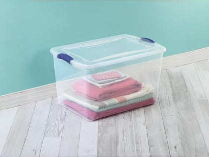 41 Quart Under Bed Storage Bins with Snap-On Lids, 2-Pack, Clear Plastic Stackable Tote Boxes, Closet Storage for Clothes Storage & Bedroom Organization
