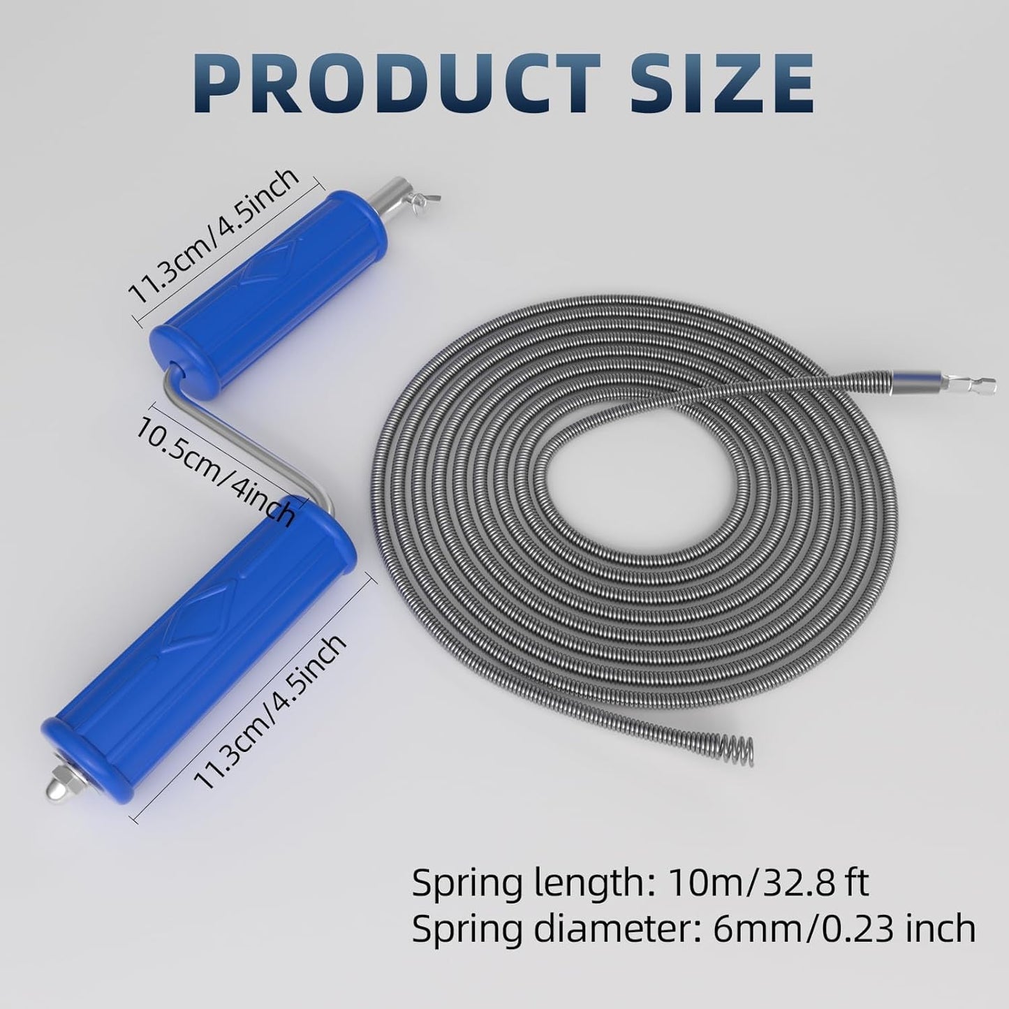 Drain Snake, Drain Auger with Drill Attachment, 32.8 Feet By 6MM Plumbing Snake Auto Feed Flexible Hair Drain Clog Remover for Kitchen, Bathrom and Shower Sink