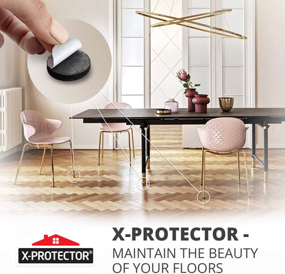 Felt Furniture Pads X-PROTECTOR - 48 Premium Floor Protector Chair Felts for Feet Wood Floors Best Hardwood Protect Your Hard Floors! (Brown)