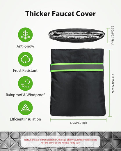 Outdoor Faucet Covers for Winter Freeze Protection, Kanosan 8.3"H X 6.7"W Thickened Reflective Outside Spigots Covers Hose Bib Insulated Sock for Winter Cold Weather, 2 Pack Black