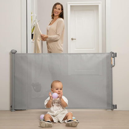 Retractable Baby Gate, Momcozy Mesh Baby Gate or Mesh Dog Gate, 33" Tall,Extends up to 55" Wide, Child Safety Gate for Doorways, Stairs, Hallways, Indoor/Outdoor