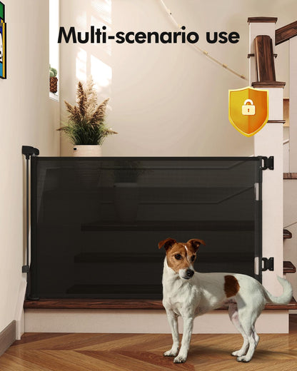 Retractable Baby Gates, Mesh Dog Gate for Doorways, 33.6" Tall, Expands to 55" Wide,Pet Safety Essential Fit for Baseboards, Wide Toddlers Gates for Hallways, Indoor & Outdoor,Gray