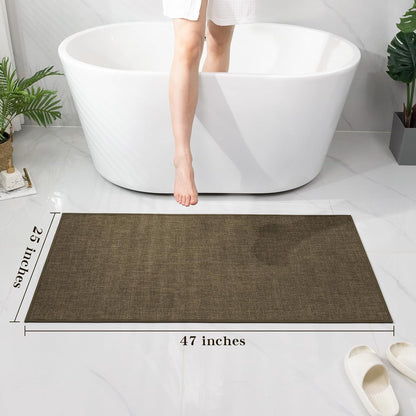 chakme Bathroom Rugs Mat 24x17, Ultra Thin Non Slip Bath Mat Small Quick Dry Absorbent Bath Mat for Bathroom Floor, (Dark Beige, 24"x17")