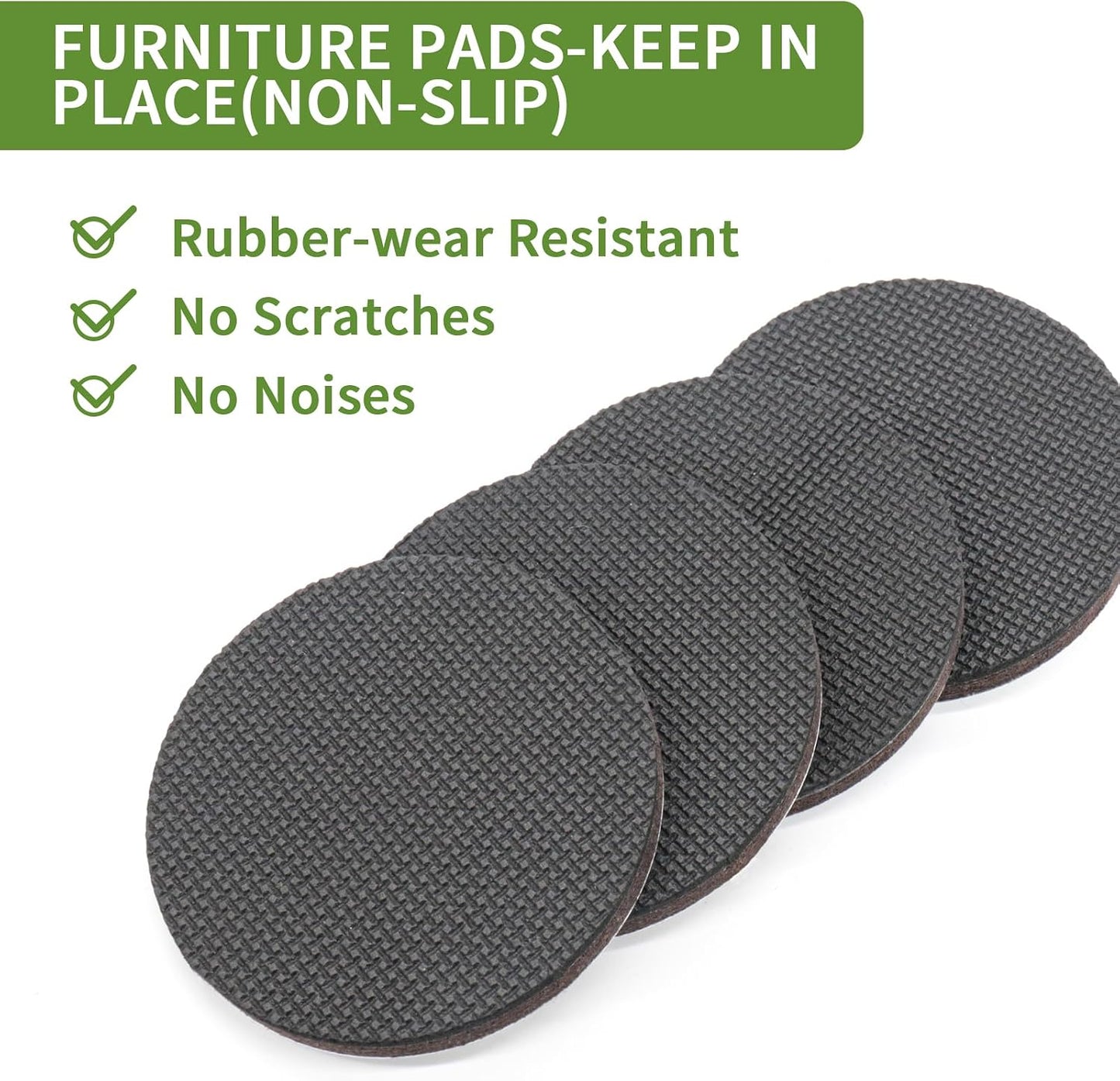 Non Slip Furniture Pads 36 PCS 1'' Square - Anti Slip Furniture Pads - Self Adhesive Rubber Feet Furniture Feet - Chair Leg Floor Protectors - Keep Furniture in Place