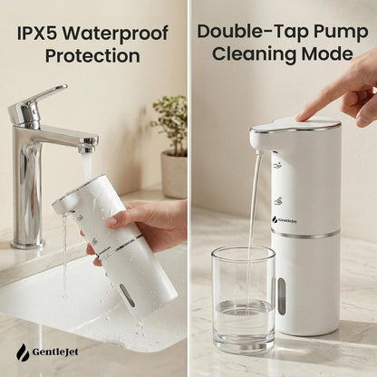 GentleJet JetFoam Automatic Foam Soap Dispenser – Touchless Sensor, USB-C Rechargeable, Adjustable Output, IPX5 Waterproof, 300 ml, Bathroom & Kitchen Countertop